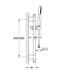 Душевой гарнитур GROHE Rainshower Solo 100, 1 режим струи, душевая штанга 600 мм, хром (27528000)