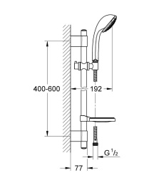 Душевой гарнитур GROHE Relexa Ultra 100 с мыльницей, 3 режима струи, душевая штанга 600 мм, 5 л/мин, хром (27132000)