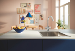 Смеситель для кухонной мойки GROHE Blue Pure StartCurve с функцией фильтрации, с угольным фильтром в комплекте, хром (30593000)