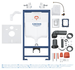 Комплект инсталляции для унитаза, GROHE Rapid SL 5 в 1 с панелью смыва Skate Cosmopolitan, хром (38827000)