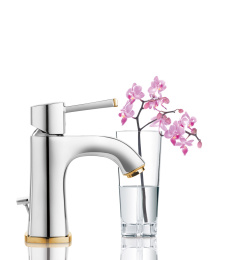 Смеситель для раковины GROHE Grandera с донным клапаном, хром/золото (23303IG0)