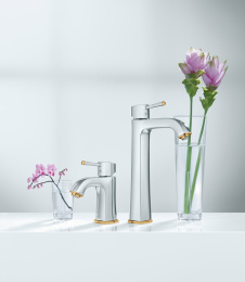 Смеситель для раковины GROHE Grandera с донным клапаном, хром/золото (23303IG0)