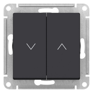 Выключатель для жалюзи 2-клавишный Systeme Electric (Schneider Electric) Atlas Design 10А, карбон ATN001019