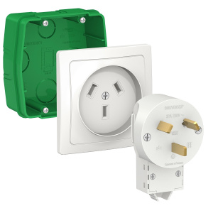 Силовой комплект 32 А, 250 В, Systeme Electric (Schneider Electric) Blanca BLNSK013231, розетка, вилка, монтажная коробка, белый