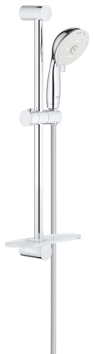 Душевой гарнитур GROHE Tempesta Rustic 100 с мыльницей, 4 режима струи, душевая штанга 600 мм, 9,5 л/мин, хром (27609001)