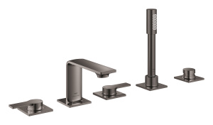 Смеситель для ванны GROHE Allure двухвентильный, на 5 отверстий, на край ванны, темный графит глянец (25221A01)