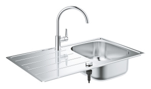 Мойка со смесителем GROHE K200 45-S 86/50 1.0, нержавеющая сталь (31562SD1)