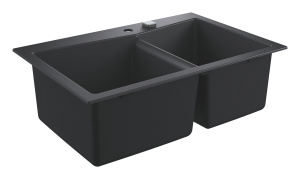 Мойка GROHE K700 с 2 чашами, 838 x 559 мм,черный гранит (31657AP0)