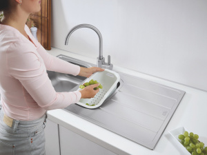 Мойка GROHE K200 60-S 96.5/50 1.5 оборачиваемая с корзинчатым вентилем, нержавеющая сталь (31564SD1)