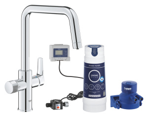 Смеситель для кухонной мойки GROHE Blue Pure Eurosmart с функцией фильтрации, с фильтром в комплекте, хром (30584000)