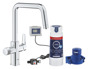 Смеситель для кухонной мойки GROHE Blue Pure Start с функцией фильтрации, с фильтром Ultrasafe в комплекте, хром (30594000)