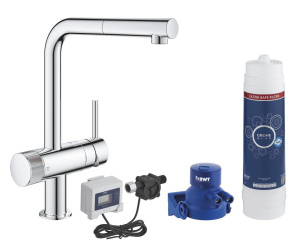 Смеситель для кухонной мойки GROHE Blue Pure Minta с функцией фильтрации, с фильтром в комплекте, хром (30393000)