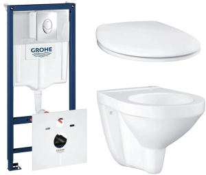 Комплект инсталляции GROHE Rapid SL 3 в 1 с унитазом Bau Ceramic и сиденьем (NW0108)