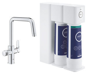 Смеситель для кухонной мойки GROHE Blue Pure Eurosmart с функцией фильтрации, с фильтром обратного осмоса с минерализацией в комплекте, хром (30587000)