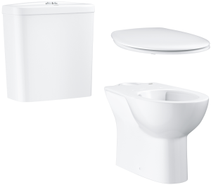 Унитаз напольный GROHE Bau Ceramic с бачком и сиденьем c микролифтом, альпин-белый (NW0080)
