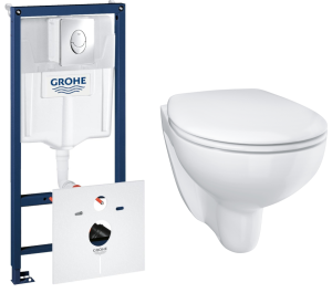 Комплект инсталляции GROHE Rapid SL 4 в 1 с унитазом Bau Ceramic и сиденьем (NW0115)