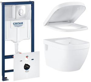 Комплект инсталляции GROHE Rapid SL 4 в 1 с унитазом Euro Ceramic и сиденьем с микролифтом (NW0139)