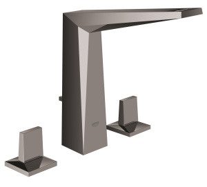 Смеситель для раковины GROHE Allure Brilliant на 3 отверстия, с донным клапаном и высоким изливом, темный графит глянец (20344A00)