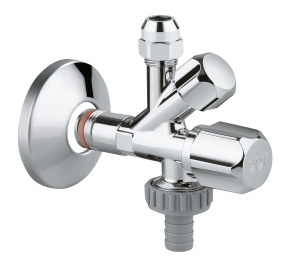 Вентиль угловой GROHE комбинированный 1/2″-3/8″ для подключения смесителей, хром (22036000)