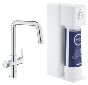 Смеситель для кухонной мойки GROHE Blue Pure Eurosmart с функцией фильтрации, с фильтром обратного осмоса в комплекте, хром (30586000)