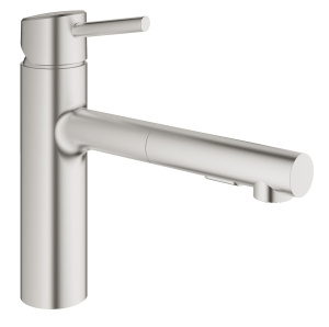 Смеситель для кухни GROHE Concetto с вытяжным душем, суперсталь (30273DC1)