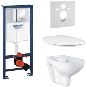 Комплект инсталляции GROHE Rapid SL 4 в 1 с унитазом Bau Ceramic и сиденьем с микролифтом (NW0103)