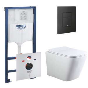 Комплект инсталляции GROHE Solido 3 в 1 с унитазом Aquatek ЛИБРА AQ1148T-00 и звукоизоляционным комплектом (NW0766)
