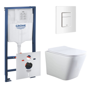 Комплект инсталляции GROHE Rapoid SL 3 в 1 с унитазом Aquatek ЛИБРА AQ1148T-00 и звукоизоляционным комплектом (NW0770)