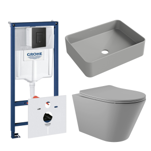 Комплект инсталляции GROHE Solido 38811KF0 с унитазом Aqueduto CONE CONT2130 и раковиной Aqueduto ESPIRAL ESP0430 (NW0641)