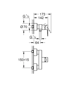 Смеситель для душа GROHE Lineare, темный графит матовый (33865AL1)