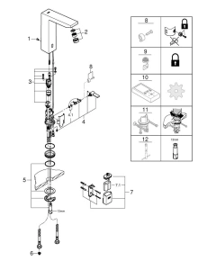 Смеситель для раковины GROHE Eurocube E инфракрасный, с регулировкой температуры, питание от батареи 6V, темный графит матовый (36441AL0)