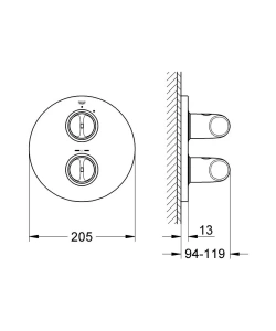 Внешняя часть термостата для душа GROHE Veris, хром (19369000)