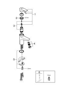 Смеситель для раковины GROHE BauFlow, S-size, хром (23752000)