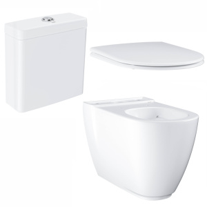 Унитаз напольный безободковый GROHE Essence Ceramic с бачком и сиденьем без микролифта, альпин-белый (NW0063)