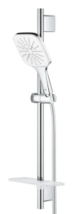Душевой гарнитур GROHE Rainshower SmartActive 130 Cube, 3 вида струй, белая луна (26584LS0)