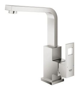 Смеситель для раковины GROHE Eurocube с донным клапаном и высоким изливом, суперсталь (23135DC0)