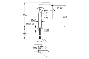 Смеситель для раковины GROHE Essence, XL-size, темный графит матовый (32901AL1)