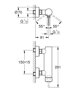 Смеситель для душа GROHE Essence, суперсталь (33636DC1)