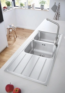 Мойка GROHE K500 с корзинчатым вентилем, нержавеющая сталь (31588SD1)