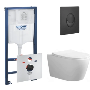Комплект инсталляции GROHE Rapoid SL 3 в 1 с унитазом Aquatek АУРА AQ1805T-00 и звукоизоляционным комплектом (NW0775)