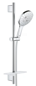 Душевой гарнитур GROHE Rainshower SmartActive 150 с мыльницей, 3 режима струи, душевая штанга 600 мм, 12 л/мин, хром (26591000)
