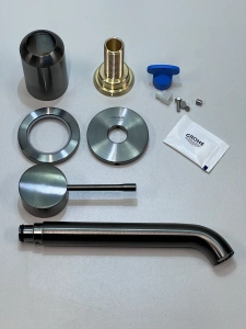 Внешняя часть смесителя для раковины GROHE Essence на 2 отверстия, M-Size, темный графит матовый (19408AL1/U), уцененный товар