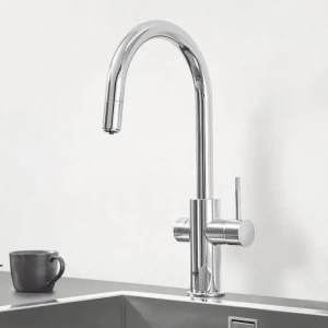 Смеситель для кухни GROHE Blue Professional с вытяжным изливом, функцией фильтрации, системой охлаждения и газирования воды, Wi-Fi, хром (313
