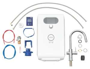 Смеситель для кухни GROHE Blue Professional с вытяжным изливом, функцией фильтрации, системой охлаждения и газирования воды, Wi-Fi, хром (313