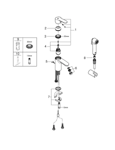 Смеситель для раковины GROHE Eurostyle Cosmopolitan с гигиеническим душем, S-size, хром (23953003)
