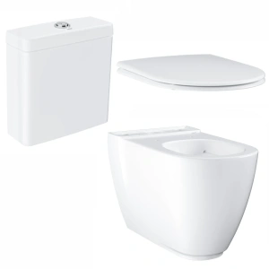 Унитаз напольный безободковый GROHE Essence Ceramic с бачком и сиденьем с микролифтом, альпин-белый (NW0064-1)