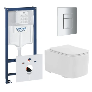Комплект инсталляции GROHE Rapid SL 38775001 с унитазом Aquatek КВАДРО AQ1515T-00 и сиденьем с микролифтом (NW0341)