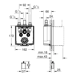 Встраиваемая часть термостата для душа GROHE Eurosmart Cosmopolitan E Special, питание от батарейки (36458000)