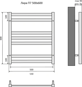 Полотенцесушитель водяной Aquatek Лира П7 500x600, черный муар AQ KP0760BL