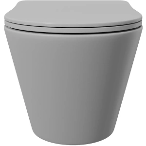 Унитаз подвесной Aqueduto CONE 525*360 безободковый, сиденье с микролифтом, серый матовый (CON0130)